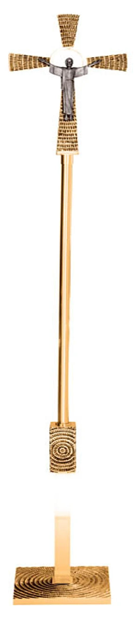 Processional Crucifix, 91", Bronze or Brass, Flared Cross