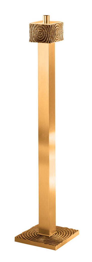 Floor Candlestick, 44", Brass or Bronze, Contemporary Design, Square Column & Base