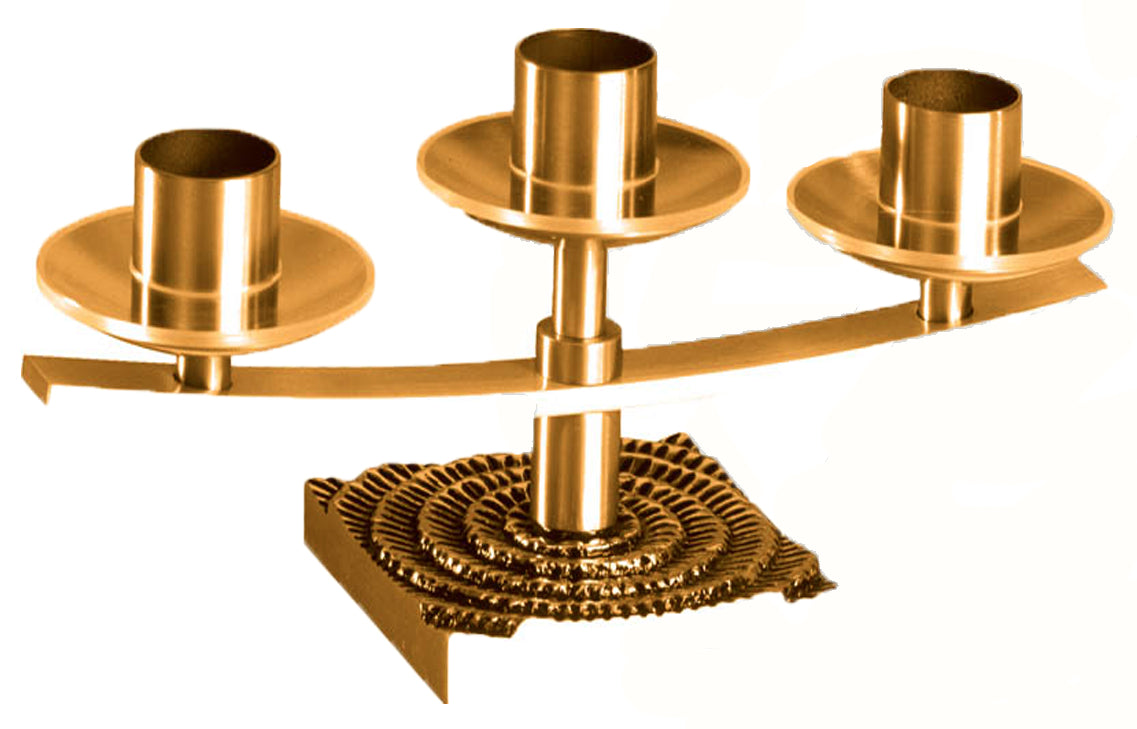Altar Candelabra, 3, 5 or 7 Sconces, Bronze or Brass, Fixed Arm, Square Base