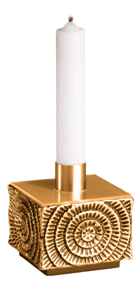 Altar Candlestick, 4", Brass or Bronze, Contemporary Design