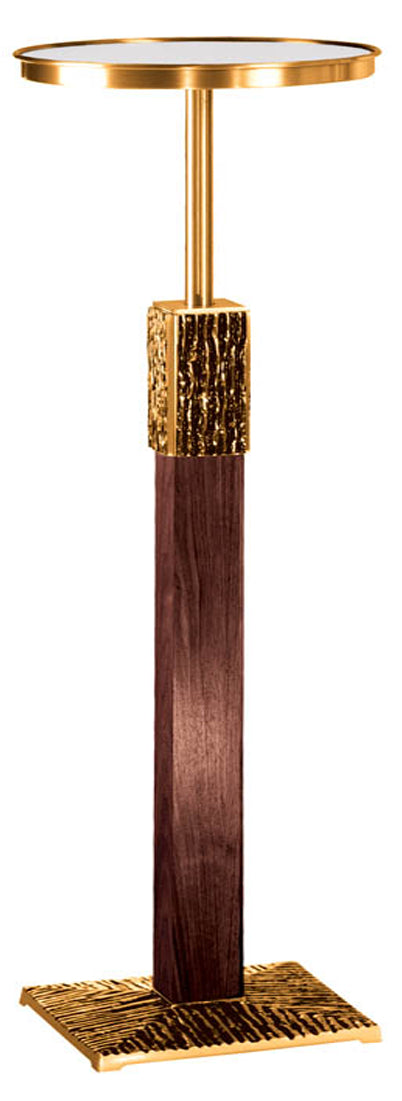 Flower Stand, 2 Sizes, Bronze or Brass, Wood Column, Adjustable