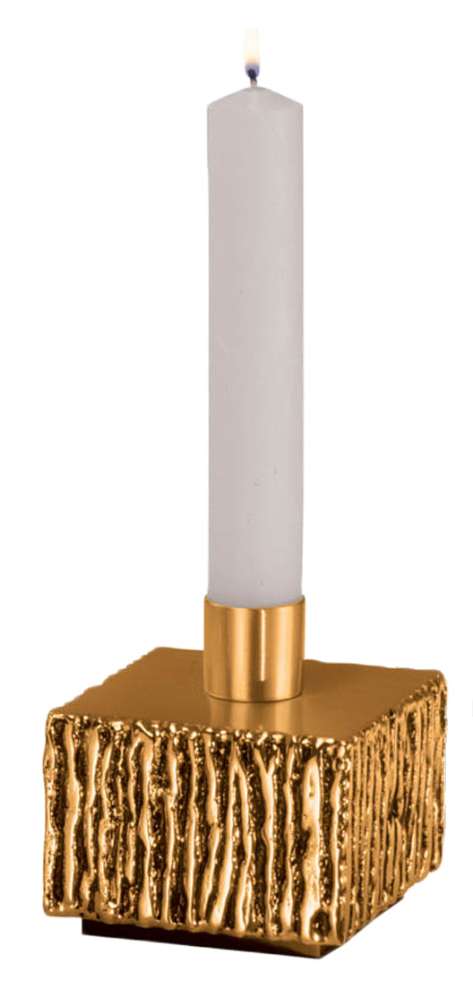 Altar Candlestick, 4", Brass or Bronze, Modern Base