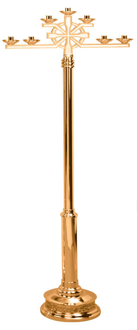 Floor Candelabra, 3, 5 or 7 Sconce, Bronze Brass, Fixed Arm, Round Base