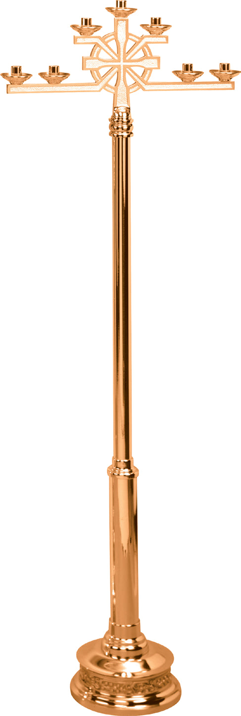 Floor Candelabra, 3, 5 or 7 Sconce, Bronze Brass, Fixed Arm, Round Base