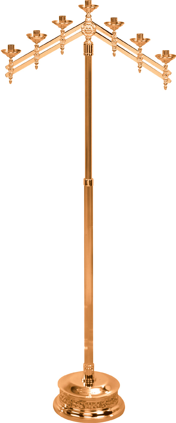 Floor Candelabra, 3, 5 or 7 Sconce, Bronze or Brass, Adjustable