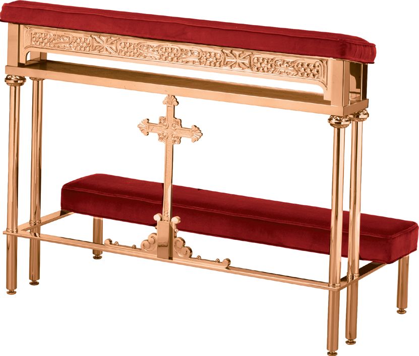 Prie Dieu | 2 Sizes | Brass or Bronze | Velvet | Cross Embellishment