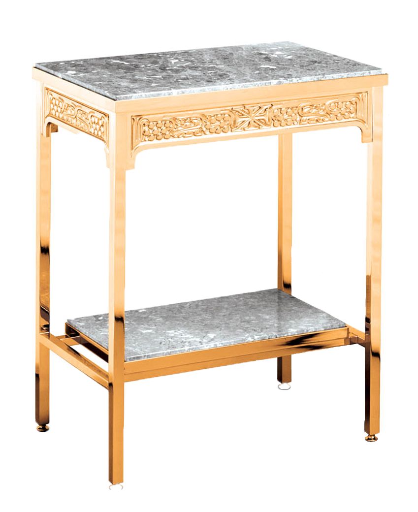 Credence Table | 17" X 26" X 33" | Bronze Or Brass | Marble Top