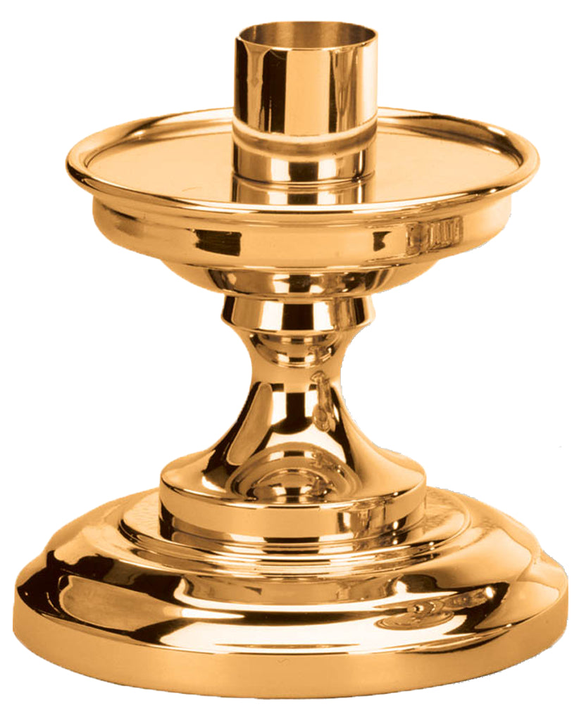 Altar Candlestick, 5", Brass or Bronze, Round Base & Column