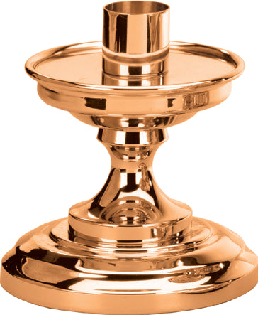 Altar Candlestick, 5", Brass or Bronze, Round Base & Column