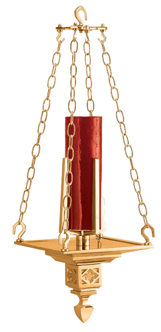 Hanging Sanctuary Lamp in Brass or Bronze, Electric