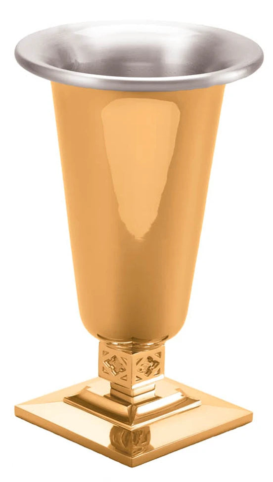 Altar Vase, 12-1/2", Bronze or Brass, Square Base
