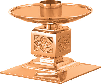 Altar Candlestick, 4-1/2", Brass or Bronze, Square Base & Column
