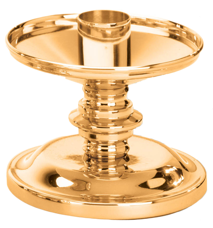 Altar Candlestick, 4", Brass or Bronze, Round Base