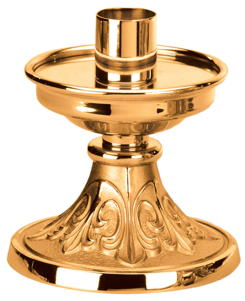 Altar Candlestick, 5", Brass or Bronze, Round Base