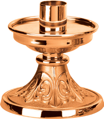 Altar Candlestick, 5", Brass or Bronze, Round Base