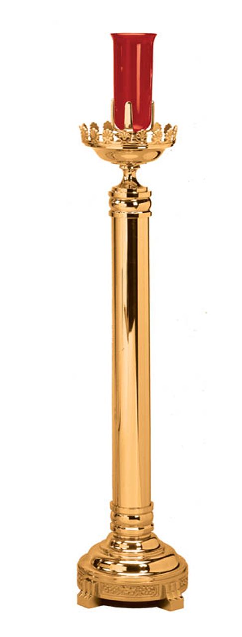 Floor Sanctuary Lamp | Electric | 2 Sizes | Brass Or Bronze | Round Footed Base