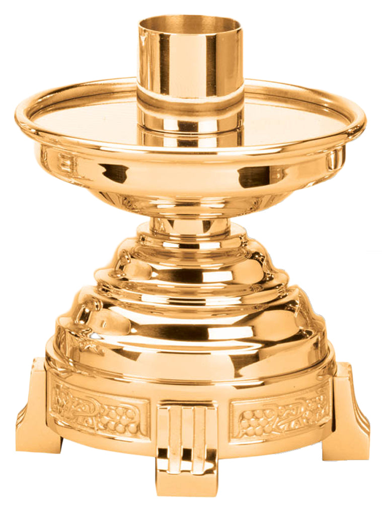 Altar Candlestick, 5", Brass or Bronze, Round Base