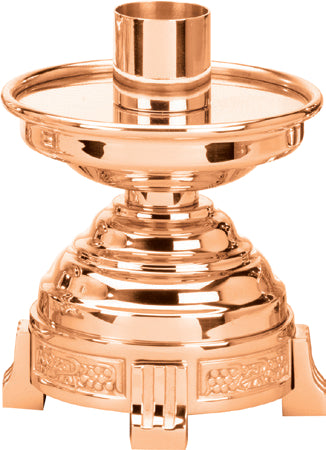 Altar Candlestick, 5", Brass or Bronze, Round Base