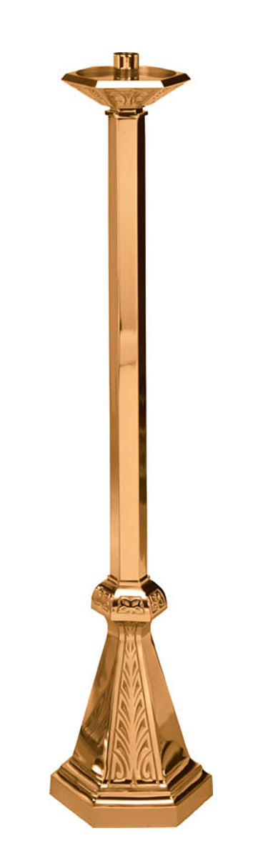 Floor Candlestick, 44", Brass or Bronze, Hexagonal Column & Base