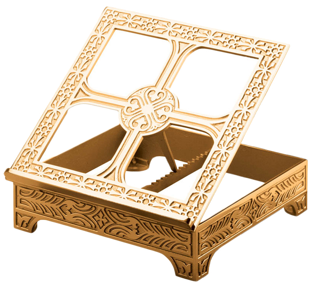 Missal Stand, 14" x 12", Brass or Bronze, Geometric Pattern