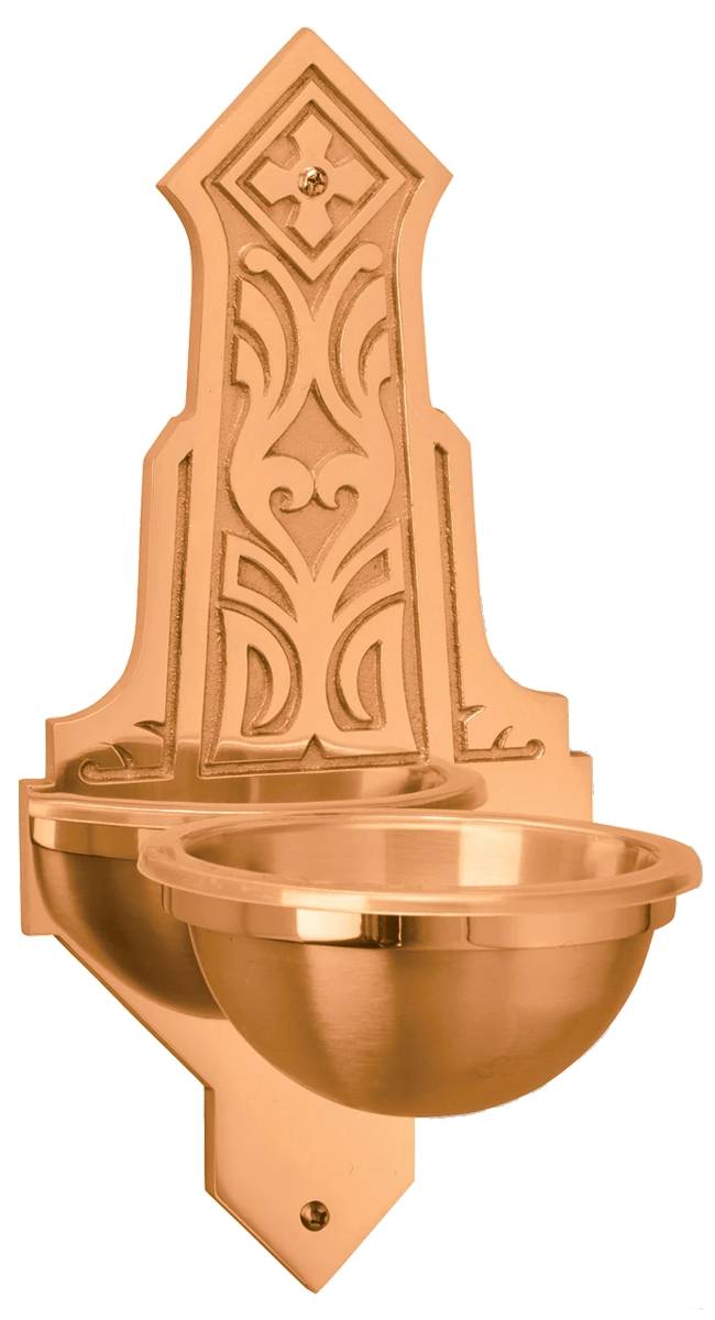 Holy Water Font, Wall Mount, Bronze or Brass
