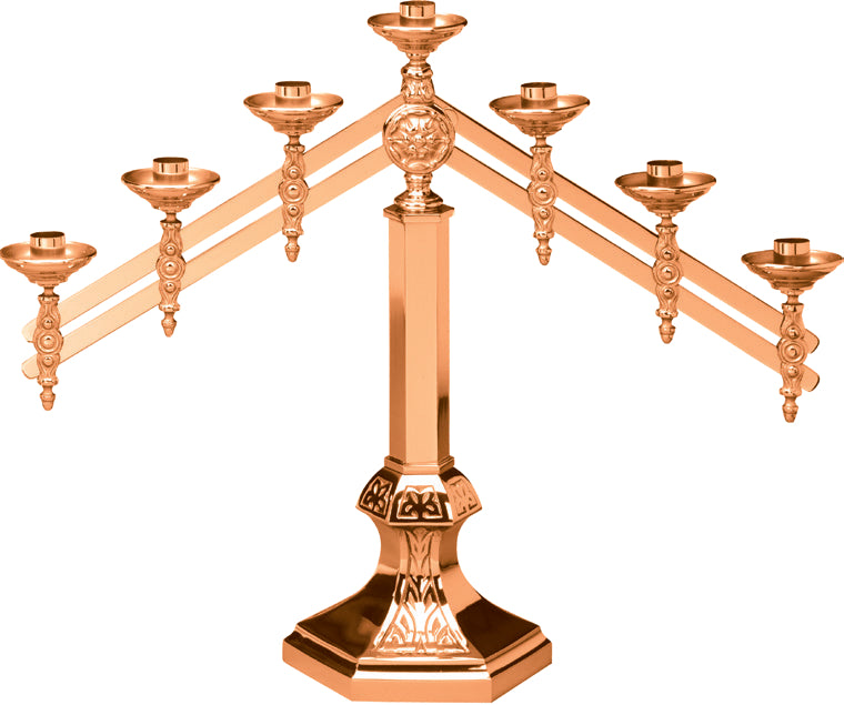 Altar Candelabra, 3, 5 or 7 Sconces, Bronze or Brass, Adjustable
