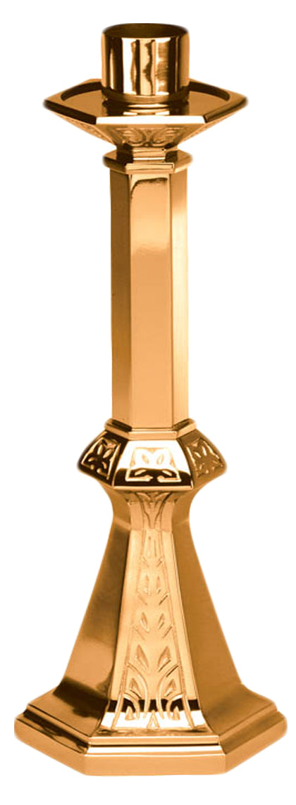 Altar Candlestick, 8 Sizes, Brass or Bronze, Hexagonal Base & Column