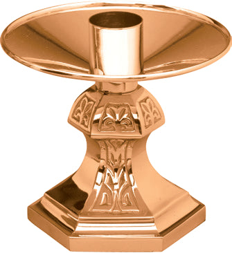 Altar Candlestick, 2 Sizes, Brass or Bronze, Hexagonal Base