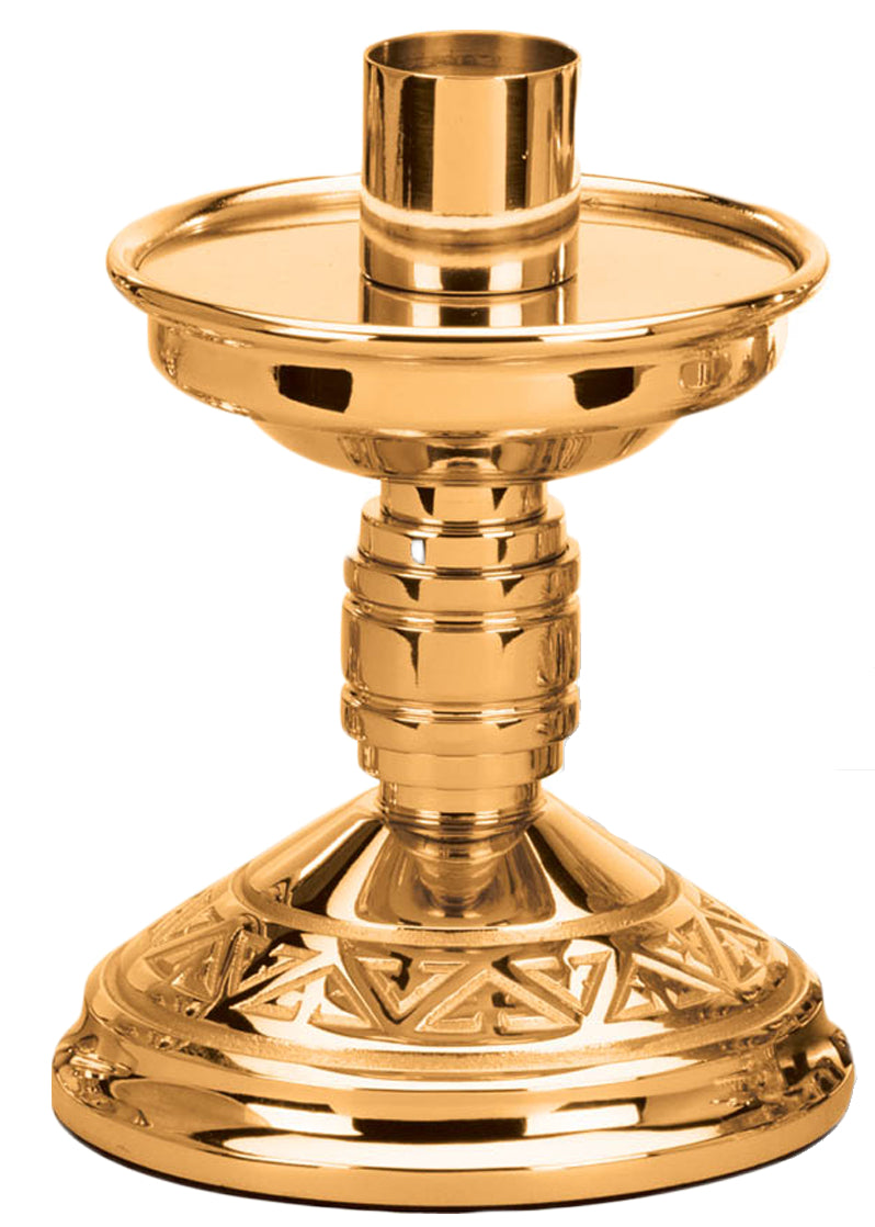 Altar Candlestick, 6", Brass or Bronze, Round Base & Column
