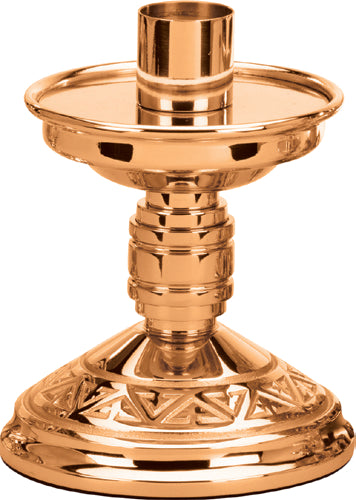 Altar Candlestick, 6", Brass or Bronze, Round Base & Column