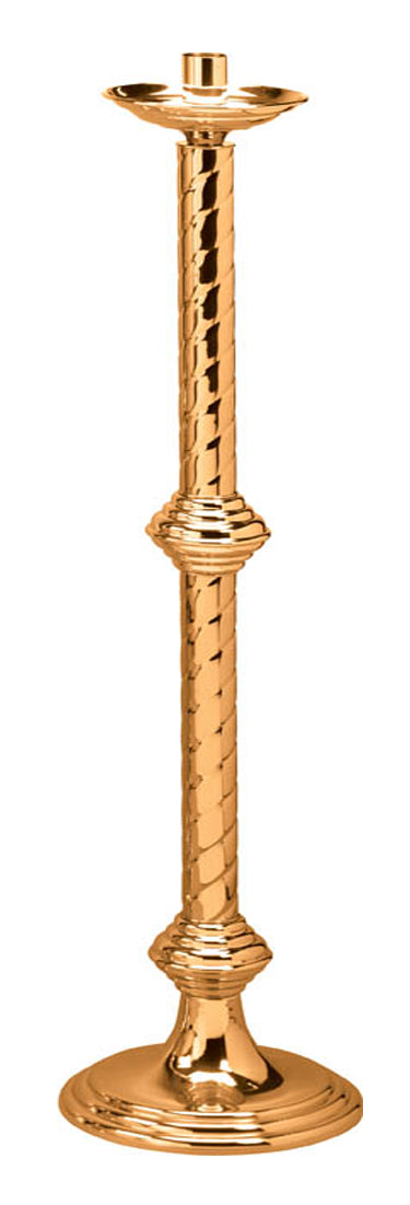 Floor Candlestick, 44", Brass or Bronze, Round Spiral Column & Base