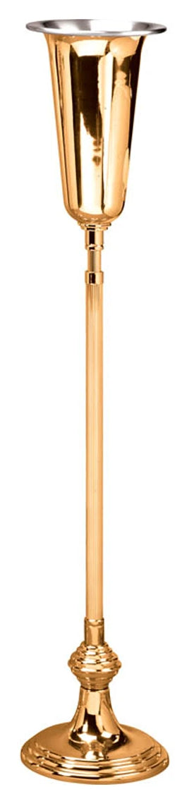 Standing Altar Vase, 2 Sizes, Bronze or Brass, Adjustable, Round Base