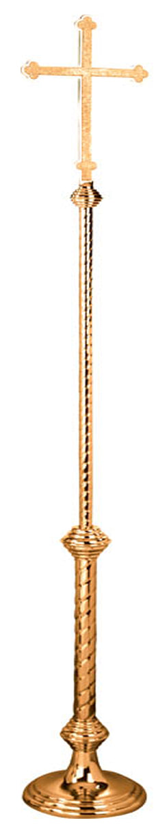 Processional Cross, 84", Bronze or Brass, Budded Textured Cross
