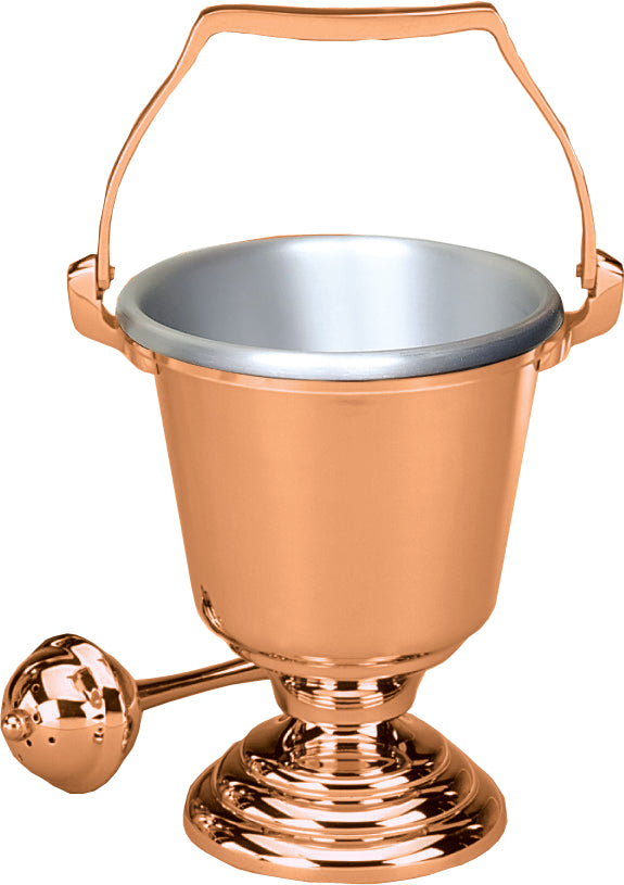 Aspersorium Set, 7-1/4", Bronze or Brass, Includes Aspergillum, Round Base