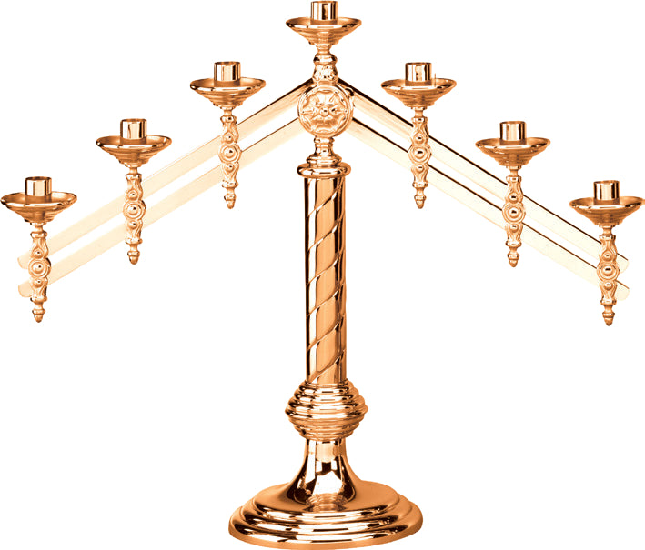 Altar Candelabra, 3, 5 or 7 Sconces, Bronze or Brass, Adjustable