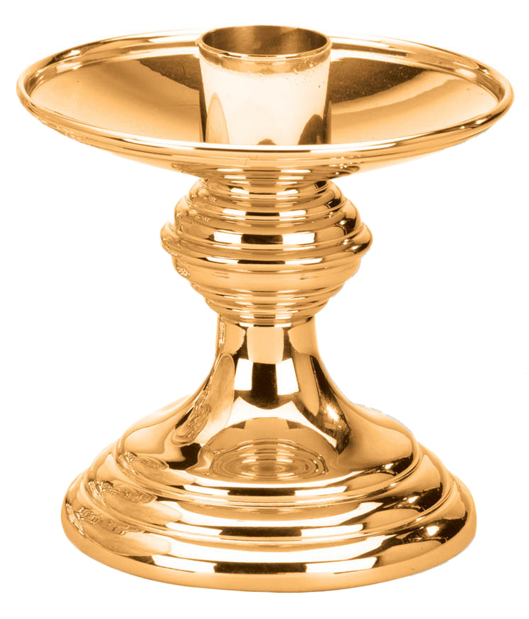 Altar Candlestick, 5", Brass or Bronze, Round Base & Column