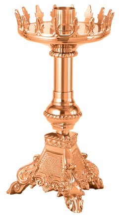 Altar Candlestick, 3 Sizes, Brass or Bronze, Fleur de Lis