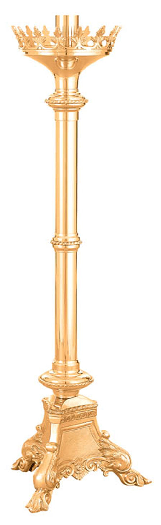 Paschal Candlestick, 44", Brass or Bronze, Round Crown Bobeche
