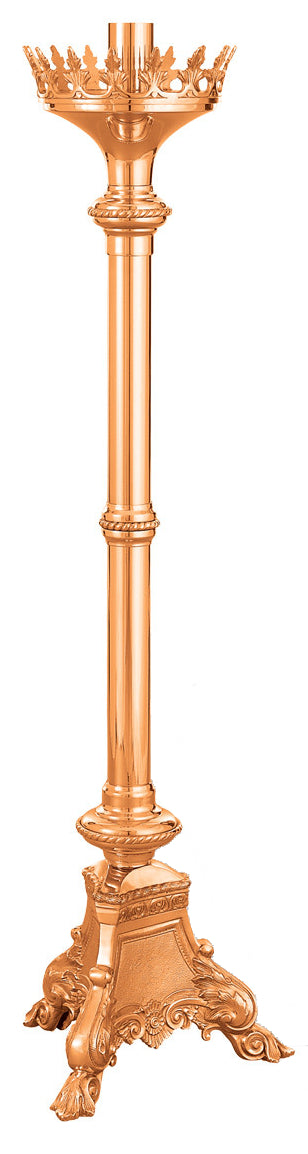 Paschal Candlestick, 44", Brass or Bronze, Round Crown Bobeche