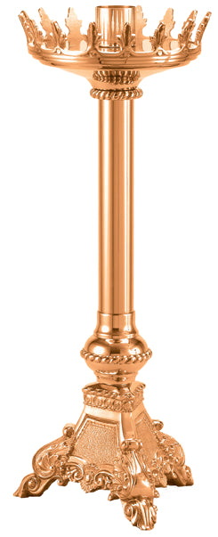 Altar Candlestick, 3 Sizes, Brass or Bronze, Fleur de Lis