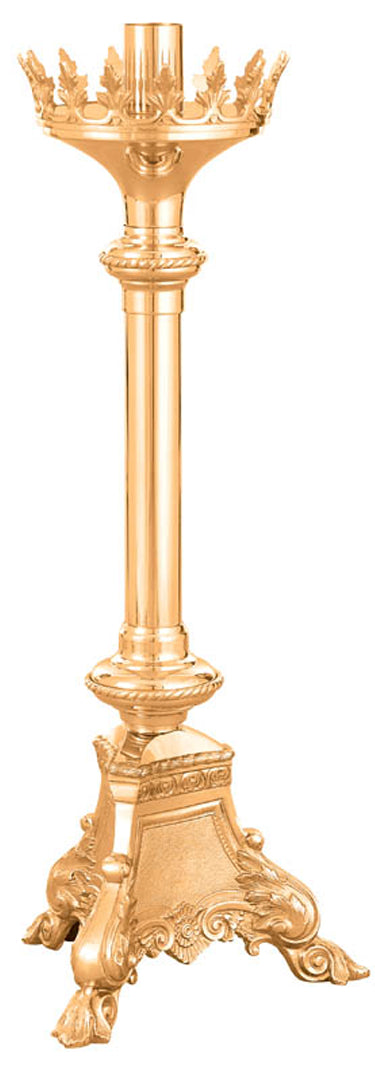 Paschal Candlestick, 28", Brass or Bronze, Round Crown Bobeche