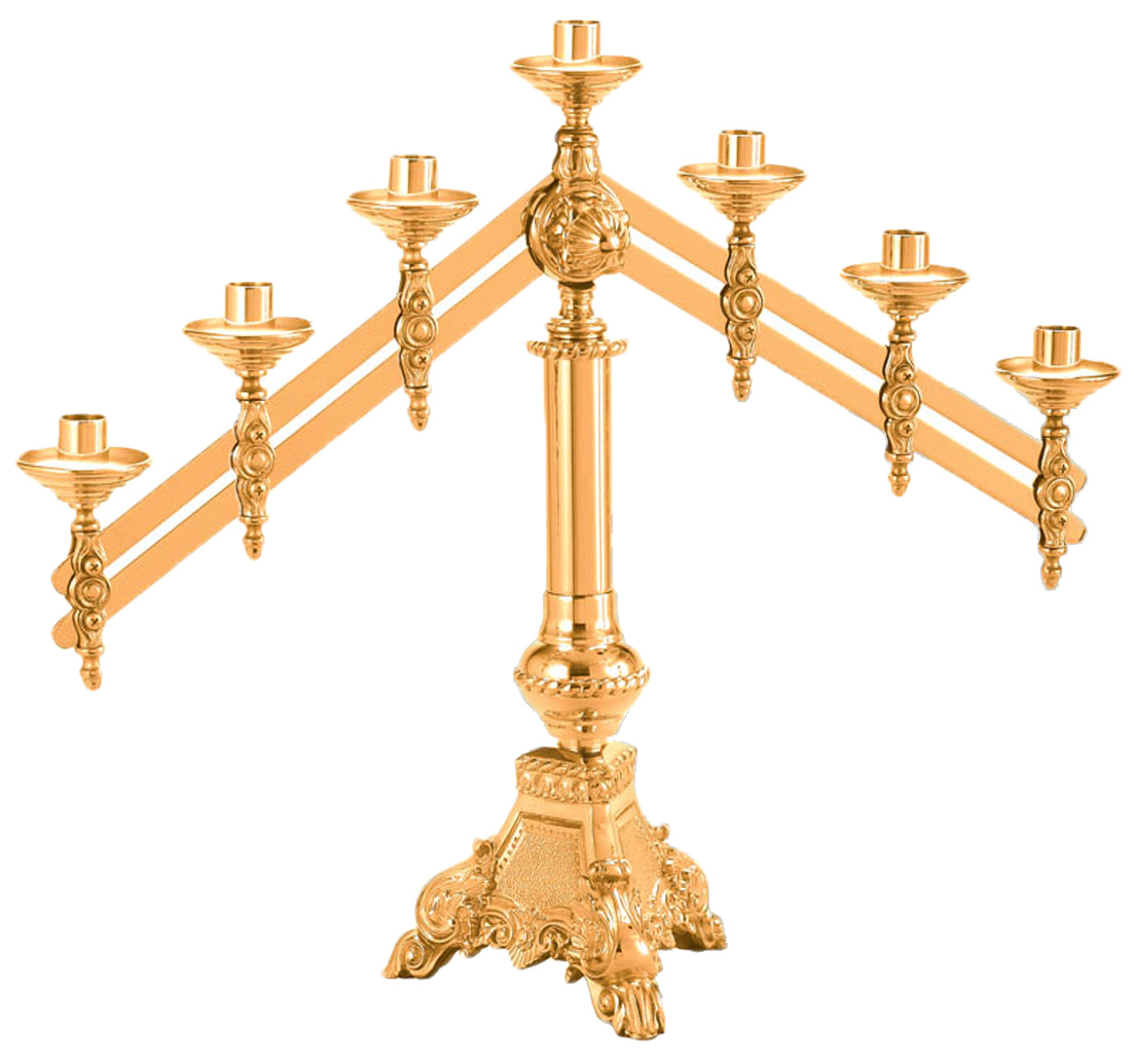 Altar Candelabra, 3, 5 or 7 Sconces, Bronze or Brass, Adjustable