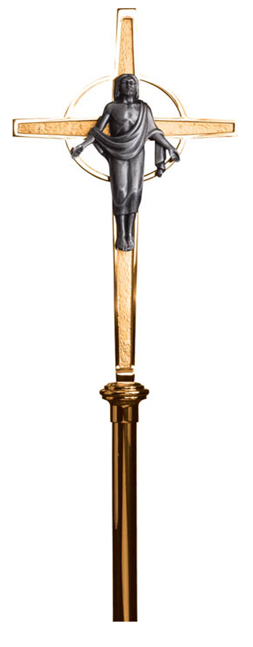 Processional Crucifix, 91", Bronze or Brass, Risen Lord