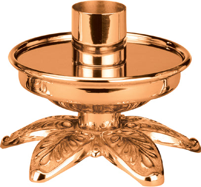 Altar Candlestick, 3", Brass or Bronze, Round Footed Base