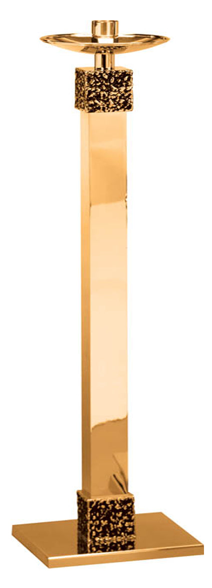 Paschal Candlestick, 48", Brass or Bronze, Square Column & Base, Modern