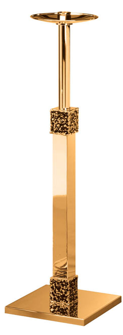 Processional Candlestick, 44", Bronze or Brass, Square Base