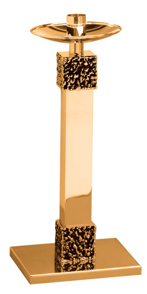Paschal Candlestick, 28", Brass or Bronze, Square Column & Base, Modern