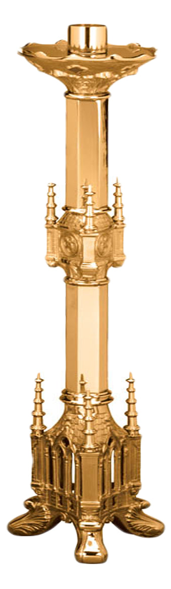 Altar Candlestick, 9 Sizes, Brass or Bronze, Footed Base, Ornate Style