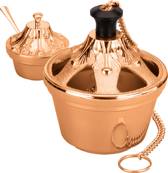 Thurible & Incense Boat, Bronze or Brass, Single Chain