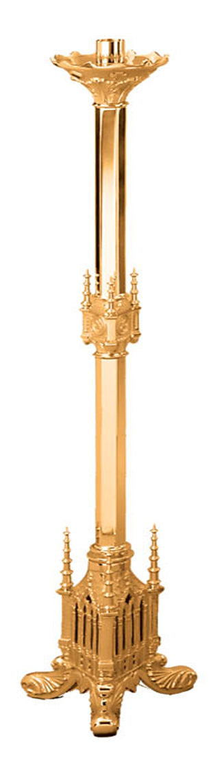 Floor Candlestick, 44", Brass or Bronze, Ornate Column & Base